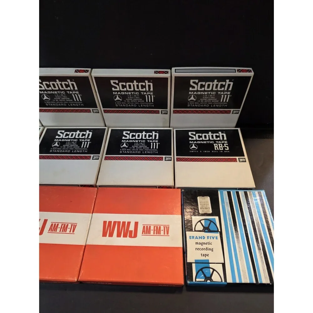 Vintage 5 Inch Reel To Reel Tape Lot 12 Tapes | Scotch 111 WWJ AM-FM-TV